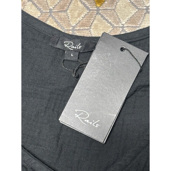 NWT Rails Size L Miley Black Ruffle Sleeve Gauze Blouse Top $158 - Picture 8 of 10